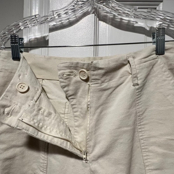 Corduroy Wide Leg Ankle Pants, Ivory, Size M - Picture 4 of 9